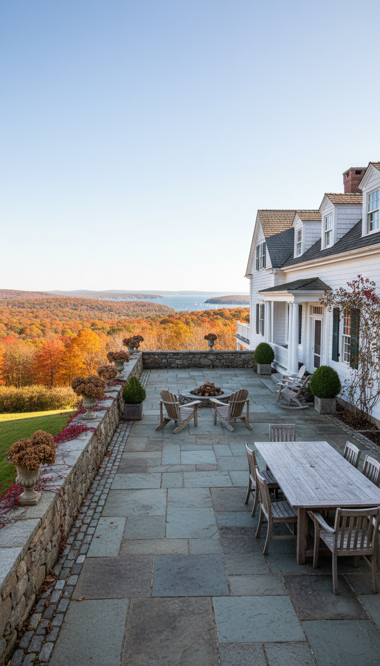 new england style terrace, do not include people or pets